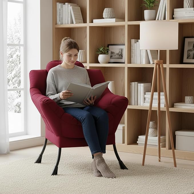 Welnow Burgundy Single Lazy Chair - Image 8