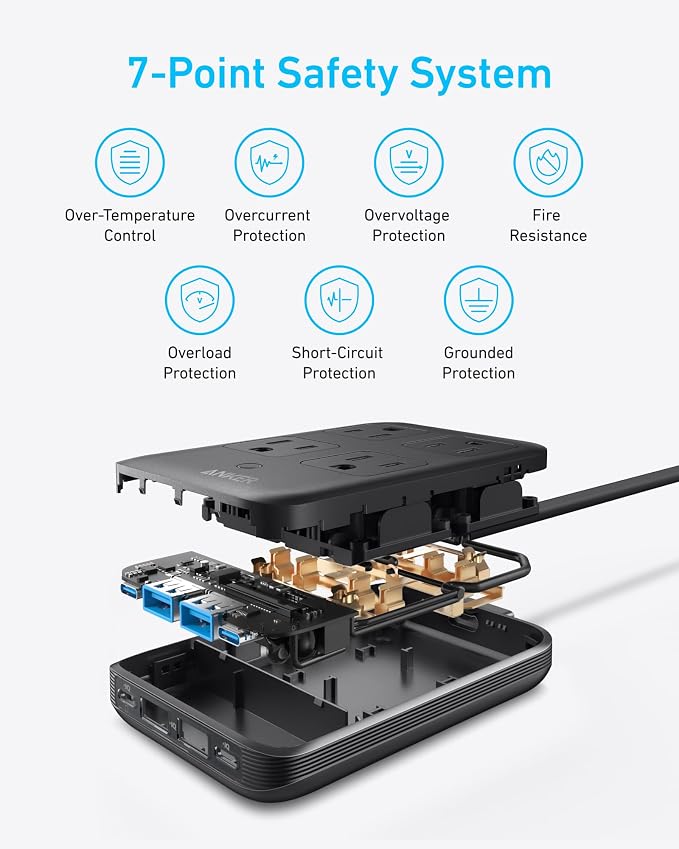 Anker Charging Station, 20W Max 8-in-1 USB-C Power Strip | 5 ft Thin Cord - Image 6