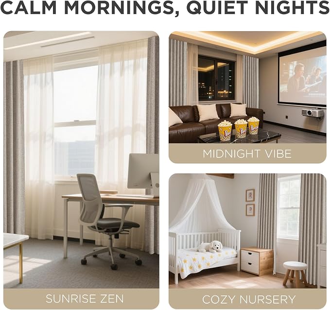 Joydeco 100% Blackout Curtains for Bedroom，Natural Linen Curtains, Thermal - Image 8
