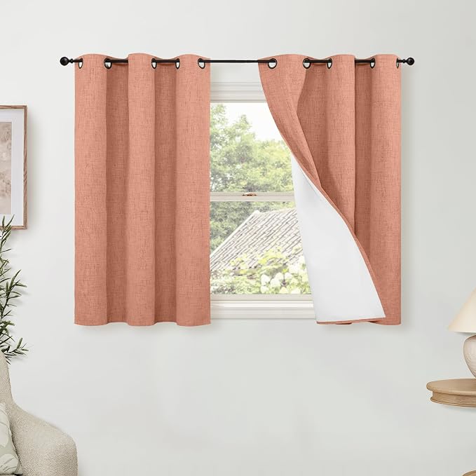 Terracotta Blackout Curtains 45 Inch Length Each 38 Wide 2 Panels | Short by Lajode