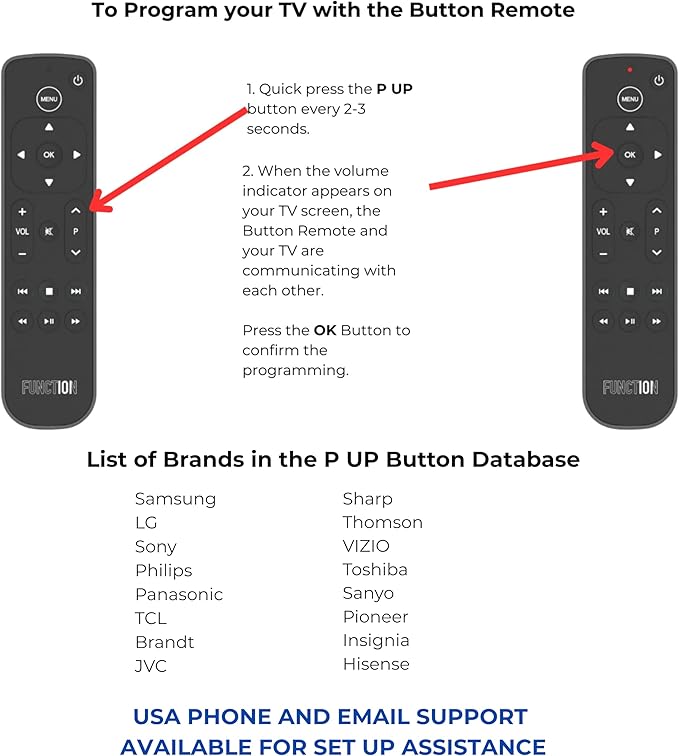 Function101 F101-ATVRM-BT Bluetooth Replacement Button Remote for Apple TV | BLE and Infrared Connectivity | 2 AAA Batteries Included