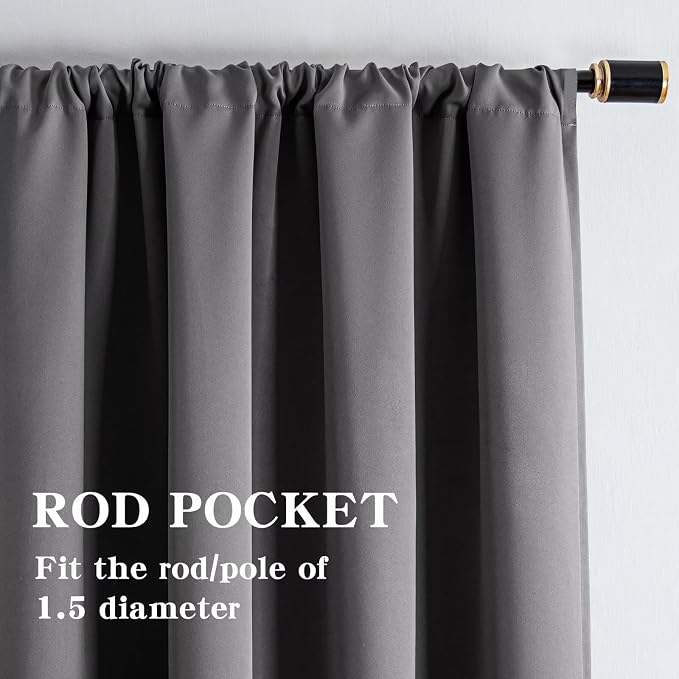 100% Blackout Curtains 96Inch Length 2 Panels Set, Thermal InsulatedRoom - Image 2
