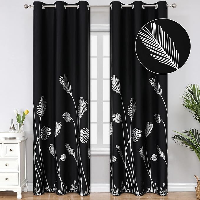 Blackout Curtains 84 Inch 2 Panels Room Divider Thermal Insulated Palm Tree by ESTELARTEXTILER