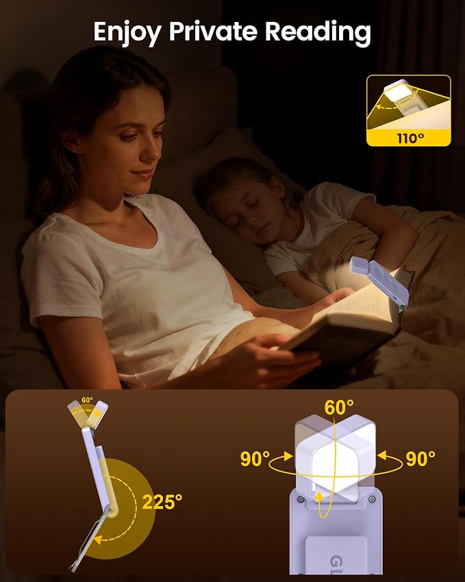 Glocusent Eye-Caring 12 LED Book Light, Compact Rechargeable Reading Light | - Image 7