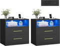 VASAGLE 23.6‑Inch Wide Nightstands, LED Lights, 2 Drawers | Modern Side End by Unknown