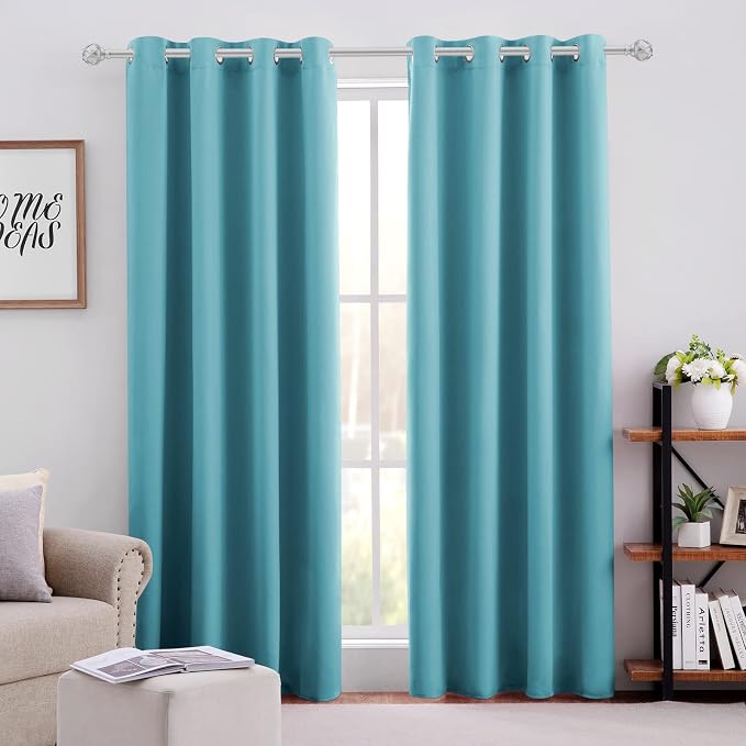 HOMEIDEAS Blue Blackout Curtains 52 X 96 Inch Bedroom Curtains 2 Panels Room by HOMEIDEAS