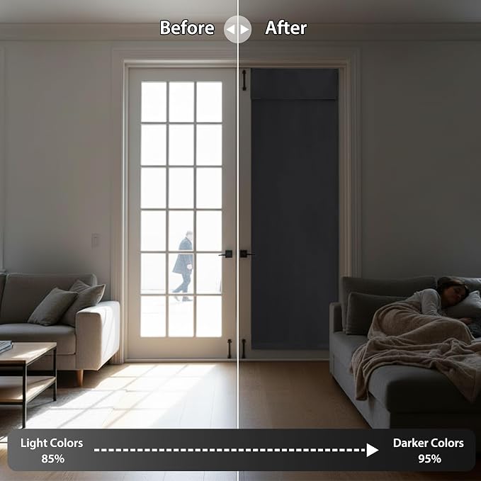 RYB HOME Blackout Door Curtain for Patio Front Tricia French Door Window | - Image 5