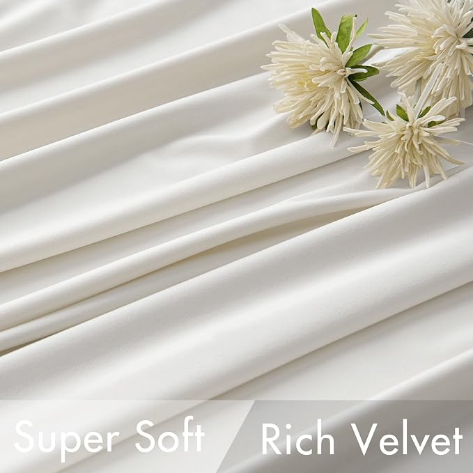 MIULEE White Velvet Curtains 52x108 inches Luxury Room Darkening Curtains | - Image 4