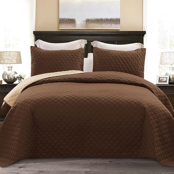 Exclusivo Mezcla Reversible Twin Quilt Bedding Set, Chocolate Brown | by ExclusivoMezcla