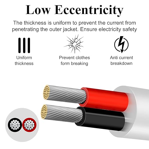 20 Gauge 2 Conductor Electrical Wire, 49.2FT Low Voltage 20/2 Tinned Copper Stranded 2 Wire Cable, 20 AWG White Flexible Extension Power Cord for Automotive, LED Lamp, Outdoor Landscape Lighting Etc