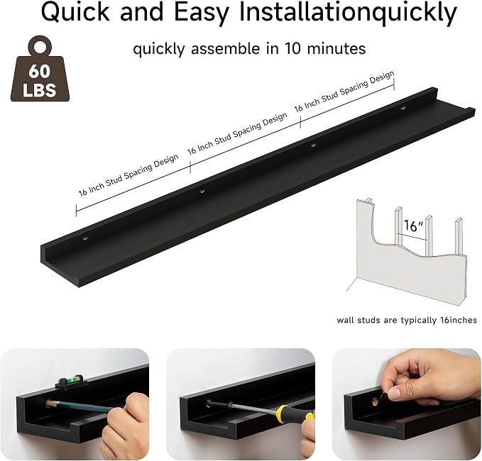 Fun Memories Picture Ledge Shelf, 60 Inch Floating Shelves Set of 2, Large - Image 4
