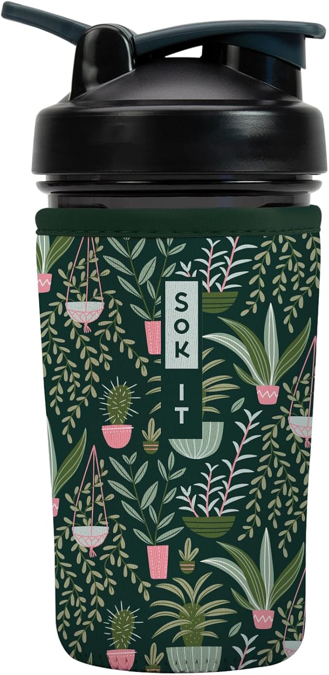 Sok It BotlSok Protein Blender Shaker Bottle Sleeve Insulated Neoprene Cover (Green Living, Fits 24oz Blender)