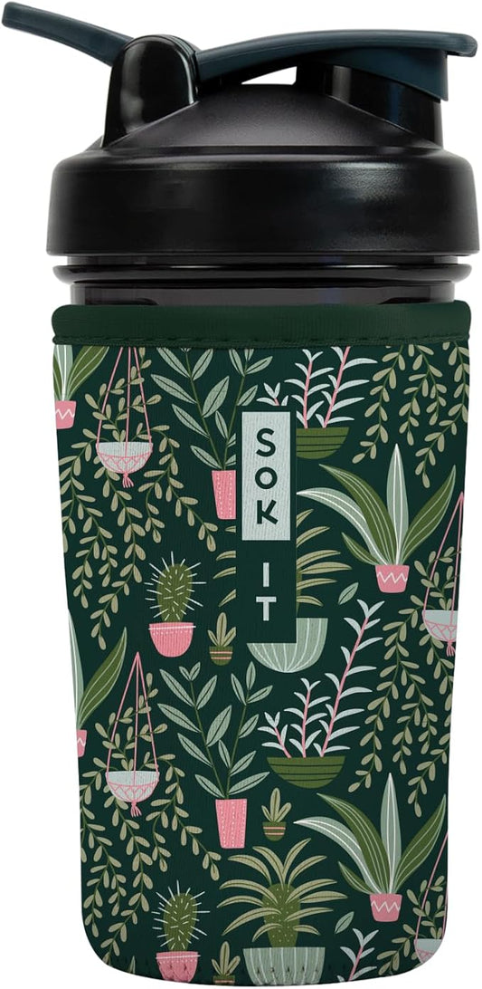 Sok It BotlSok Protein Blender Shaker Bottle Sleeve Insulated Neoprene Cover (Green Living, Fits 24oz Blender)