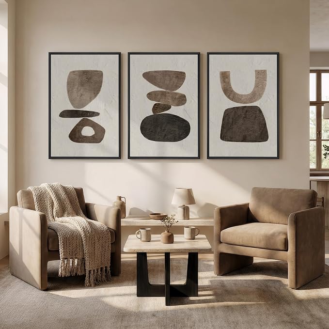 Large Framed Neutral Abstract Canvas Wall Art - Image 4