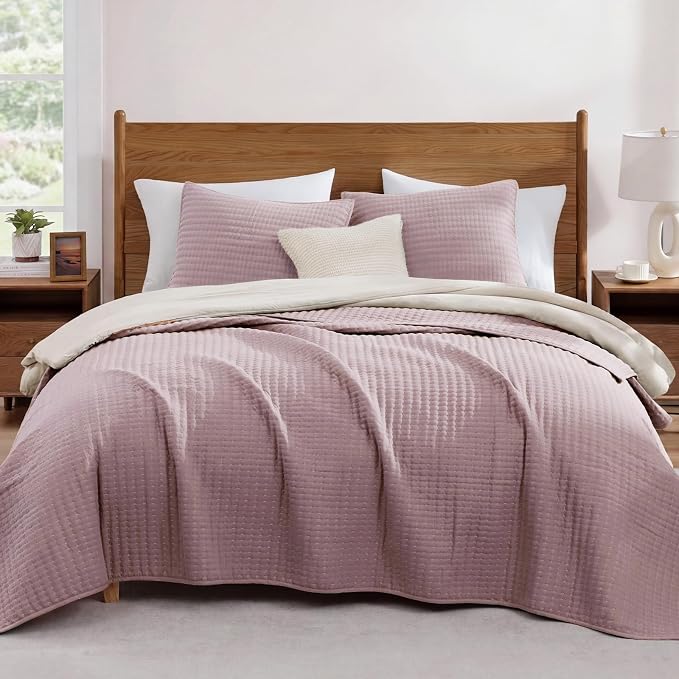 Queen Quilt-Lightweight Bedspreads Dusty Mauve Queen Size Quilt Bedding Set | by WRENSONGE