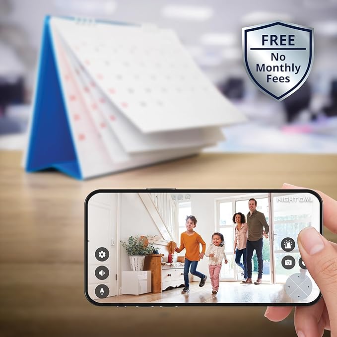 Night Owl 8 Channel Wi-Fi Video Home Security Hub with (4) Battery-Powered Wi-Fi 2K HD Indoor/Outdoor Spotlight Cameras with 2-Way Audio and 64GB microSD Card (Expandable up to 8 Cameras)