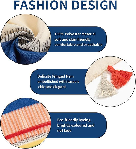 Scarf for Women Lightweight Soft Floral Leopard Printed Scarves Fall Winter Fashion Shawl Wrap with Fringe