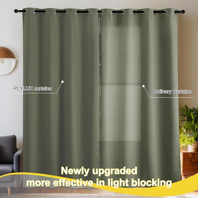 NICETOWN Dark Mallard Room Darkening Blackout Curtains 95 inches Long | - Image 5