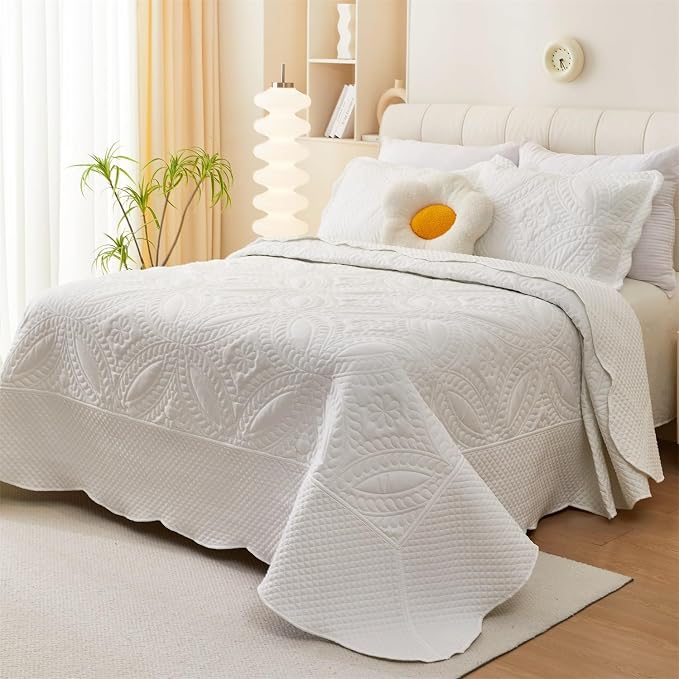 Cmfshape Oversize King Bedspread 114"x102", 3 Pieces California King Size Quilt - Image 5