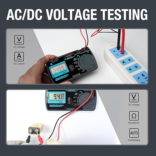 ALLOSUN Digital Multimeter/DMM/Multi Tester Amp/Ohm/Volt Meter/Diode and Continuity Test Pocket Size (EM3081)