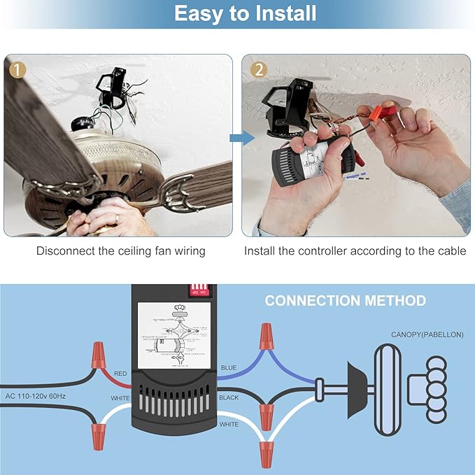 Universal Ceiling Fan Remote Control Kit Dimmable, Replacement for Harbor Breeze Hunter Hampton Bay Litex Kichler Allen + Roth Westinghouse Honeywell Ceiling Fans FAN-28R KUJCE9103 CHQ8BT7030T