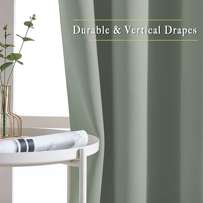 NICETOWN Short Blackout Sage Green Curtains & Drapes - Image 5