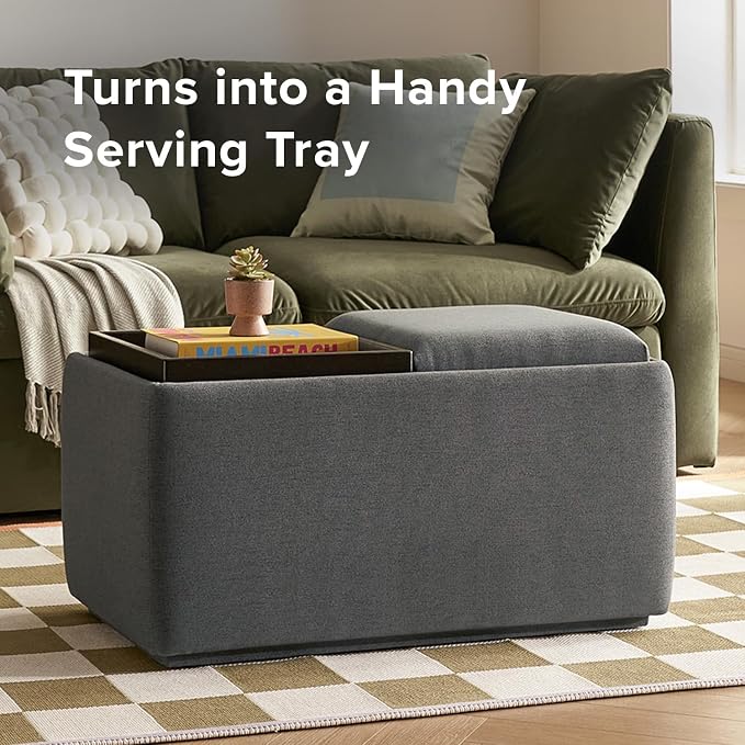 mopio Levi Storage Bench with Reversible Tray, Modern Storage Coffee Table - Image 5