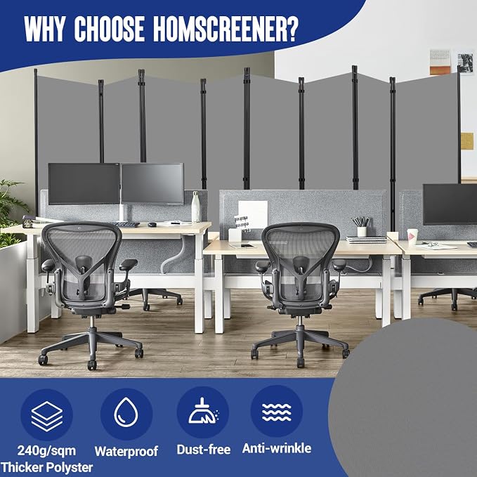 8 Panel Folding Privacy Screen, 14.67ft Wide Partition Room Dividers Panel | - Image 3