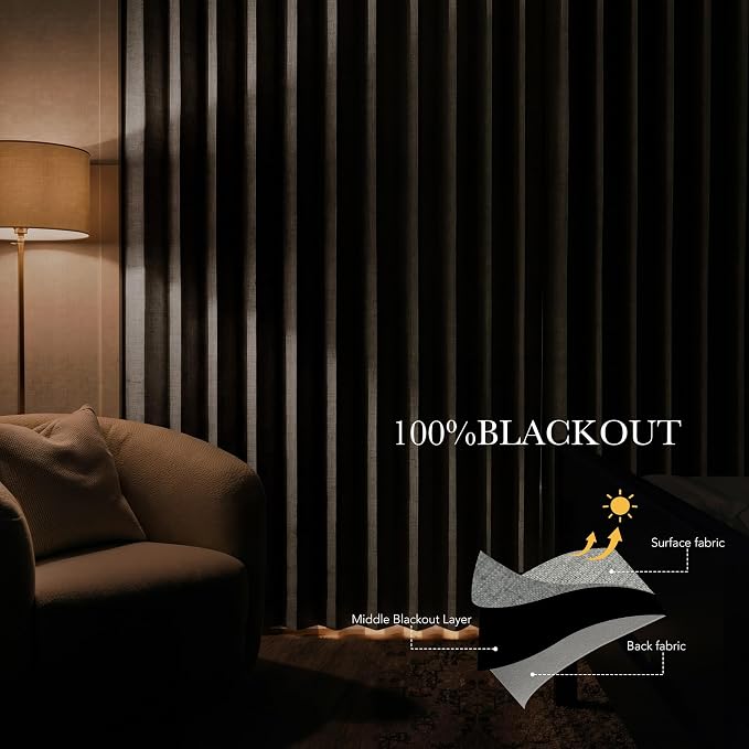 RYB HOME Accordion Style Room Divider Curtains 100% Blackout | Curtain - Image 6
