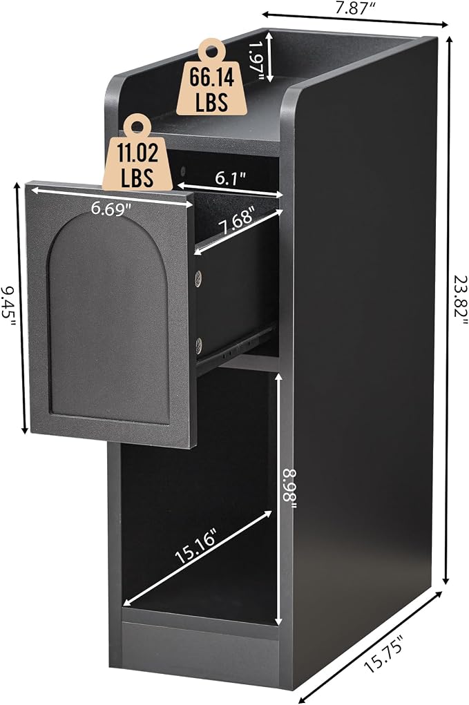 Narrow Nightstand, Slim Bedside Table - Image 2