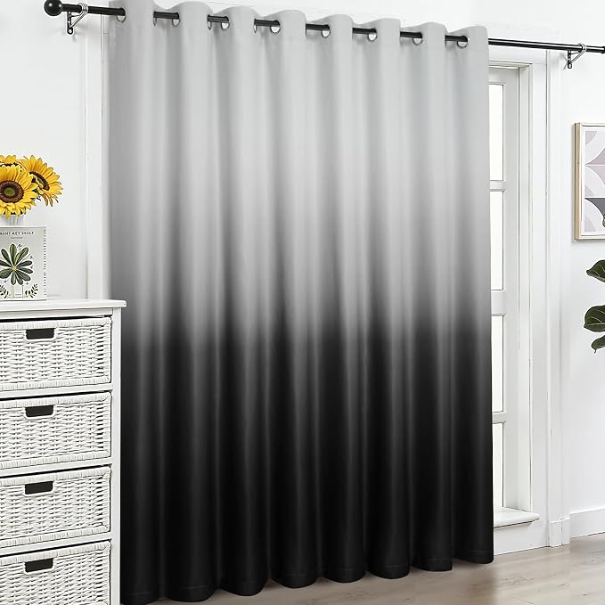 SimpleHome Ombre Gradient Black White to Gray Curtains - Image 7