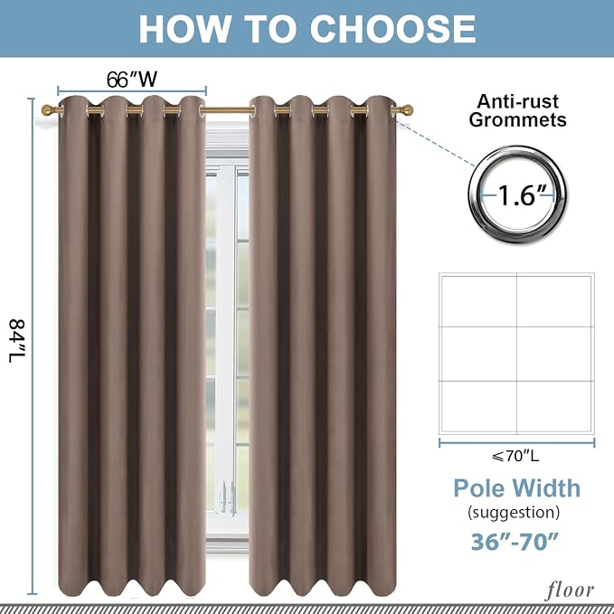 Diraysid Cappuccino Grommet Blackout Curtains - Image 9