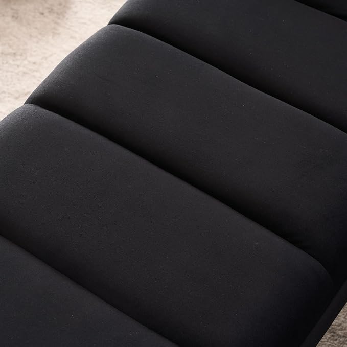 46" Velvet Black Bench with Gold Legs - Image 7