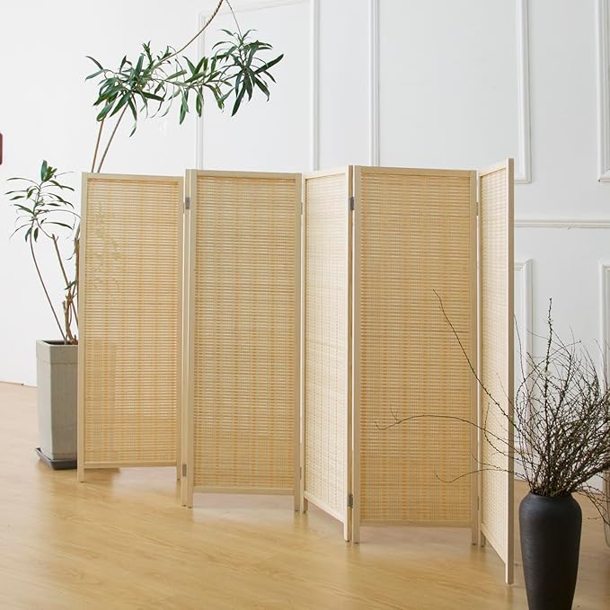 6 Panel Short Room Divider Screen, Small Bamboo Panel Divider - Image 3