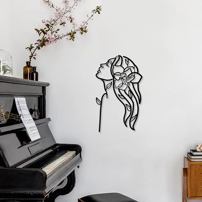 Photect 3 Pcs Metal Wall Art Decor Minimalist Abstract Woman Wall Art Metal - Image 4