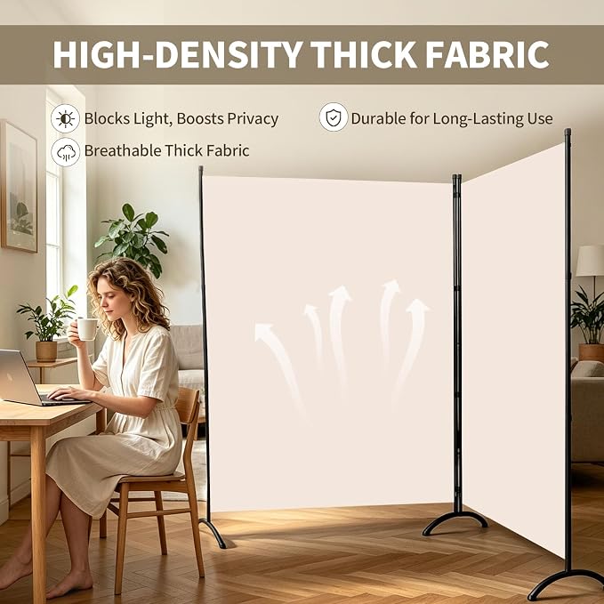 Extra-Wide 2 Panel Room Divider, Portable Privacy Screen - Image 6