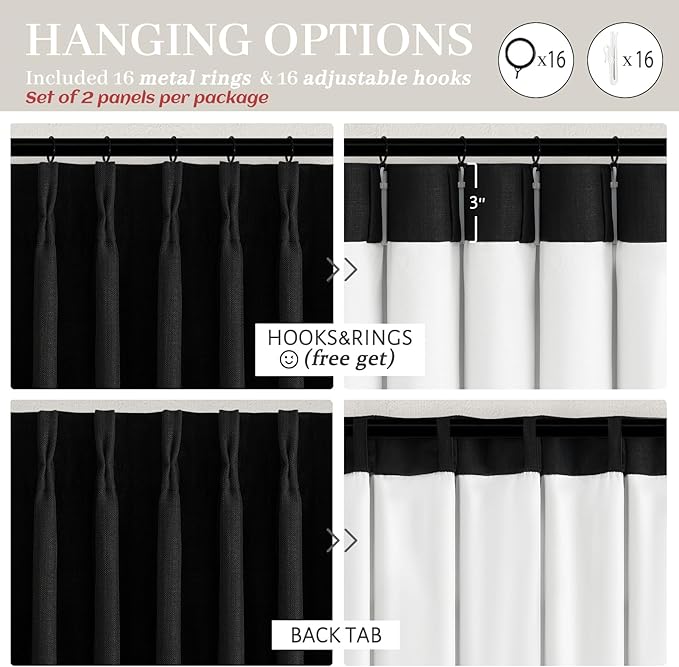 High Ceiling Extra Long Pinch Pleated Black Out 108 Inch Curtains - Image 6