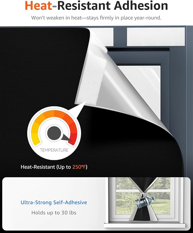 Blackout Curtains Portable 26" Wx48“H, No Drill Black Out Window Cover - Image 3