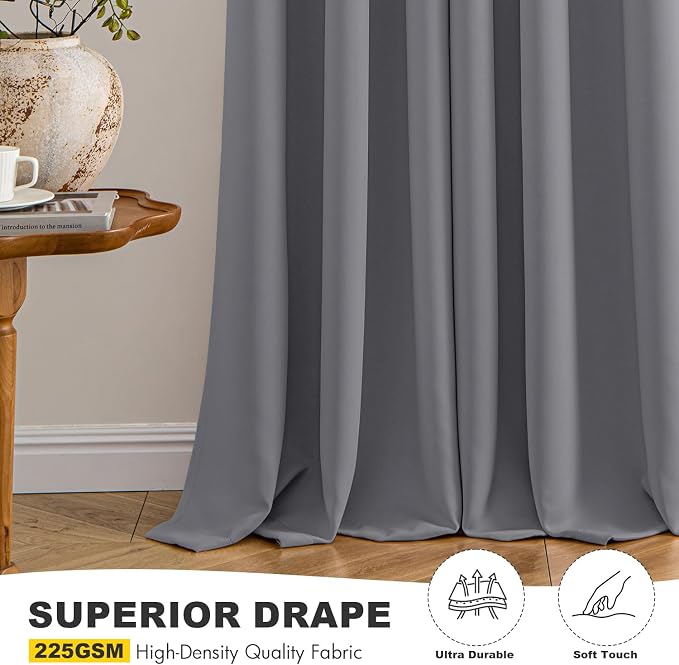 MIULEE Blackout Curtains for Bedroom 2 Panels 40 x 63 Inch Long Light Gray | - Image 5