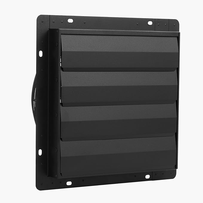 VEVOR 14 inch Shutter Exhaust Fan, Wall Mounted Attic Vent Fan with Smart Programming Variable Speed Temperature Control, 2000 CFM,EC Motor,Timer, for Shed,Garage,Greenhouse Ventilation Cooling,Black