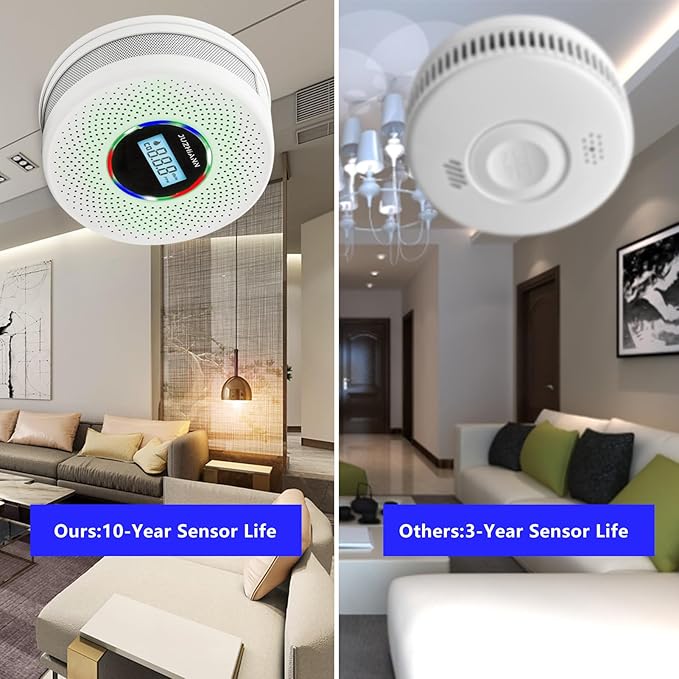 Yfwsrecinoe Upgraded Version Smoke Carbon Monoxide Alarm Detector, Battery-Operated Smoke and CO Alarm with Digital Display, Carbon Monoxide Detectors&Smoke Detector (1Pack)