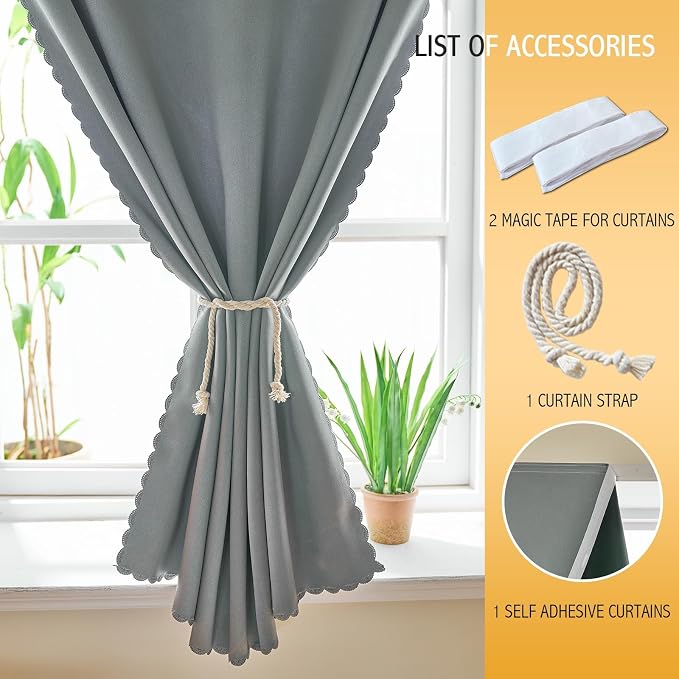 JILRON Adhesive Curtain 100% Blackout No-Drill Easy Install - Image 4