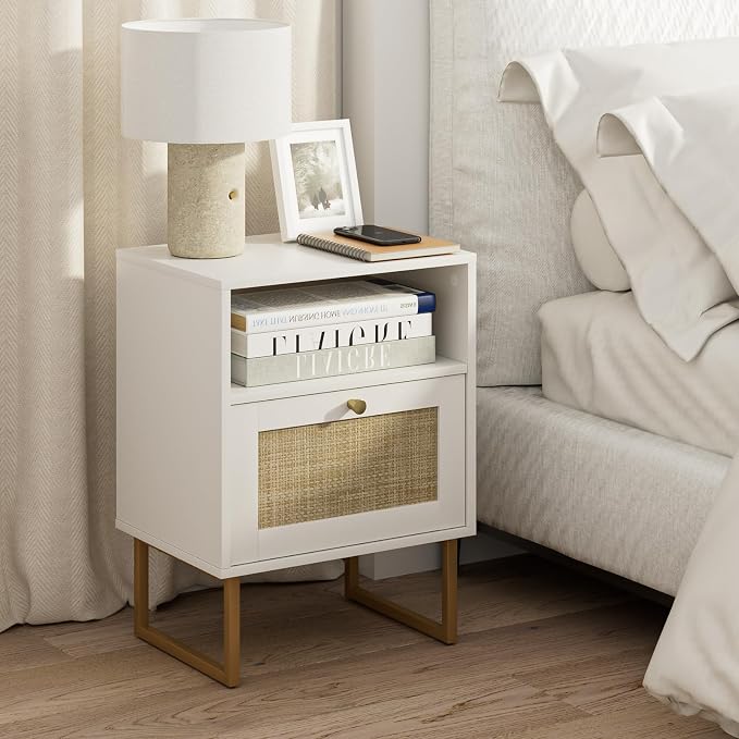 Masupu Rattan Nightstand, Modern Boho Farmhouse Wood Bedside Table - Image 9