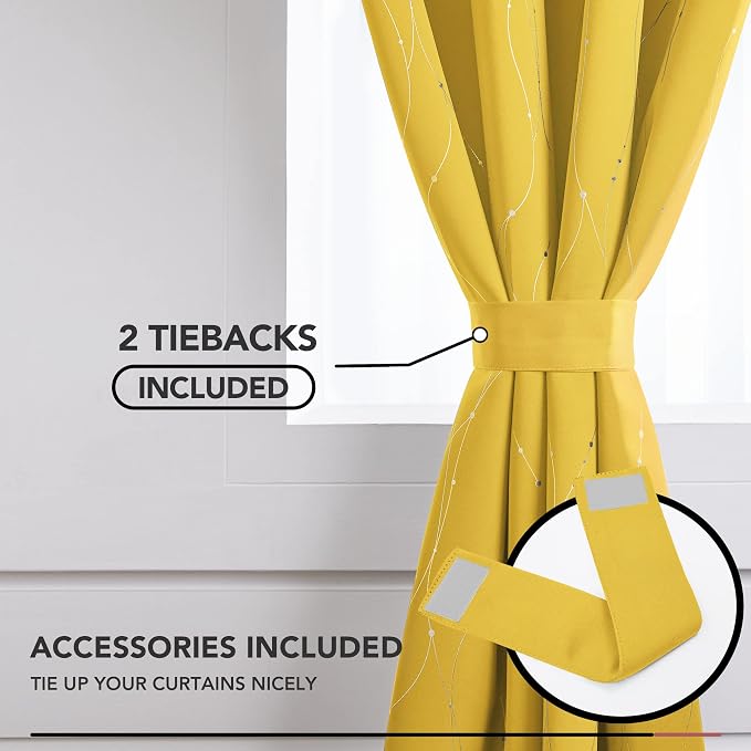 Deconovo Living Room Curtains 63 Inches Long, Thermal Insulated, Room Darkening - Image 3
