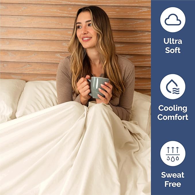 Cal King 6 Piece Sheet Set - Cooling, Comfy & Breathable - Hotel Luxury Bedding, Includes Fitted Sheet for Women, Men, Kids & Teens - 1 Flat, 1 Fitted Sheet, 4 Pillowcases w/Deep Pockets - Off White