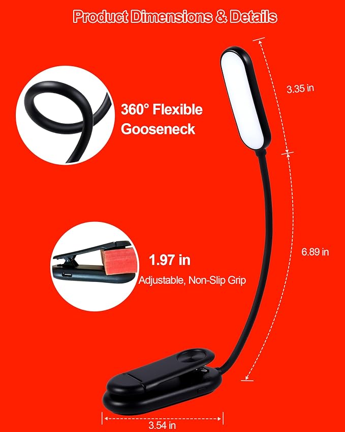 670nm Red Book Light for Reading at Night - Image 8