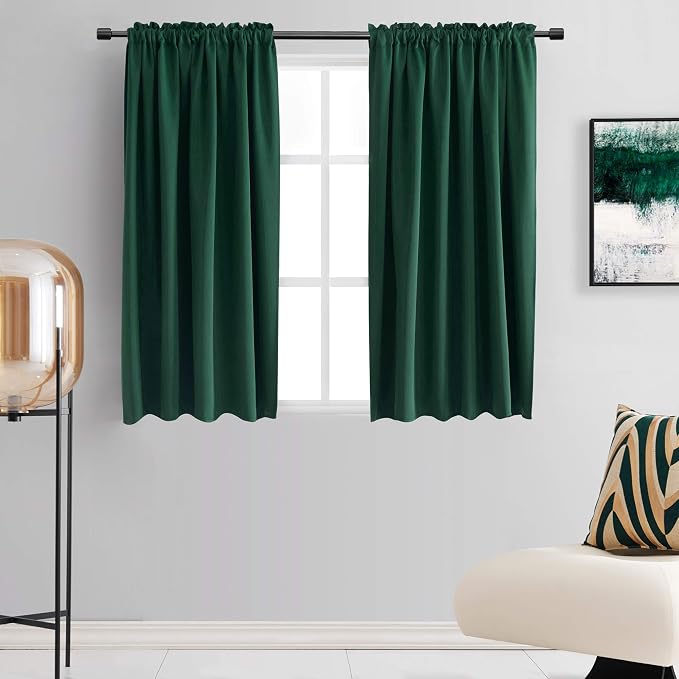 Hunter Green Blackout Thermal Insulating Window Curtain Panels by DONREN