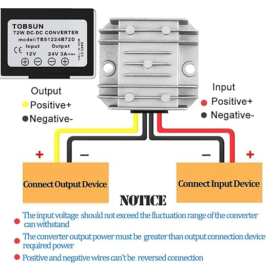 DC 12V Step Up to 24V 3A Boost Converter 72W DC Voltage Regulator Power Converter Waterproof Module Transformer for Golf Cart Club Car Recreational Vehicle