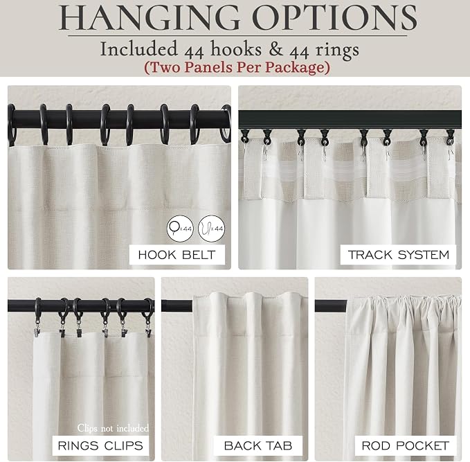 Birch Blackout Curtains 60 Inches Extra Wide Cute Linen 96 Inch Length - Image 4