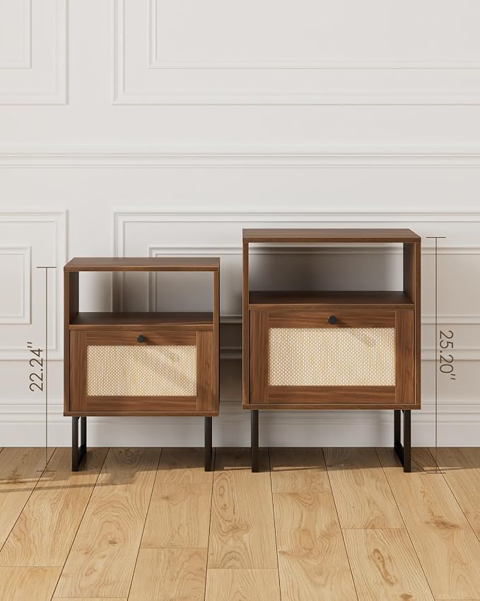 Masupu Rattan Nightstand, Modern Boho Farmhouse Wood Bedside Table - Image 6